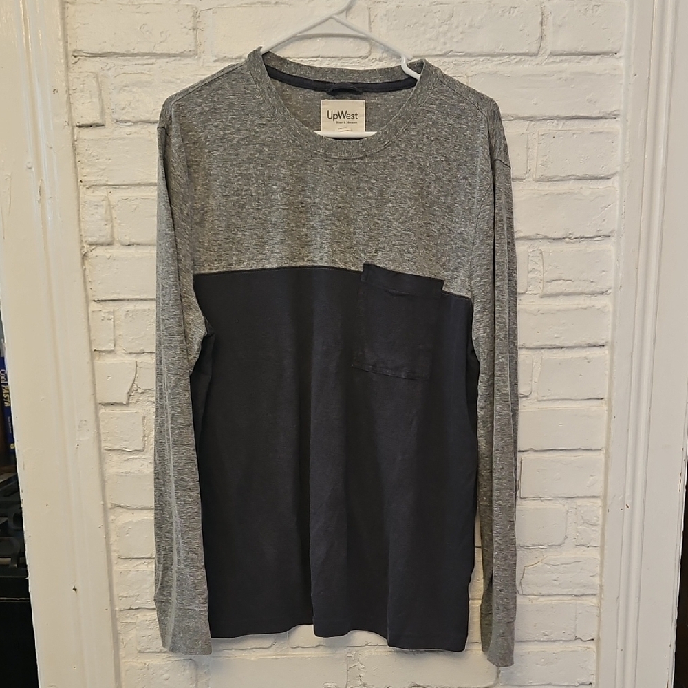 UpWest Gray and Navy Long Sleeve Shirt